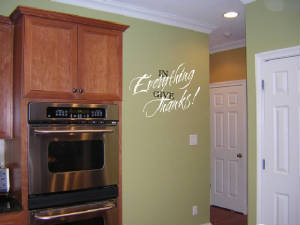 kitchen with bible scripture on wall